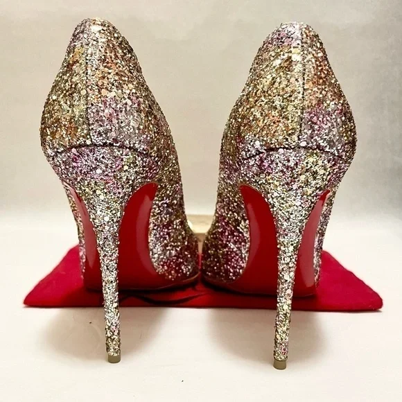 Christian Louboutin Pigalle Follies 100mm. Multi glitter speccio EU 40 - Picture 4 of 7